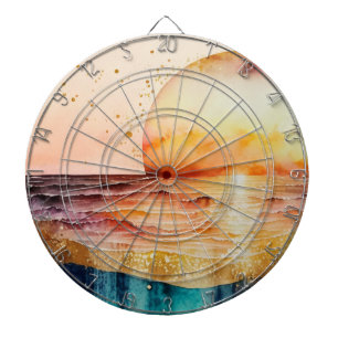 Cible De Fléchettes La série de plage à l'aquarelle Design 3