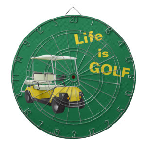 Cible De Fléchettes La vie est Golf Panier Vert Jaune Foncé