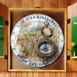 Cible De Fléchettes La vie est une aventure (pas de coque) Personnalis<br><div class="desc">Cette carte topographique inspirante dans les tons de terre avec une boussole d'héritier vous invite à vous rassembler avec vos amis et votre famille et à passer un bon moment ! Il peut être personnalisé à la fois sur les phrases Top et Bas si vous voulez le changer... Ou gardez...</div>