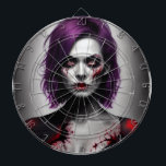 Cible De Fléchettes Lady zombie fléchettes<br><div class="desc">Portrait d'une dame de tableau noir zombie.</div>