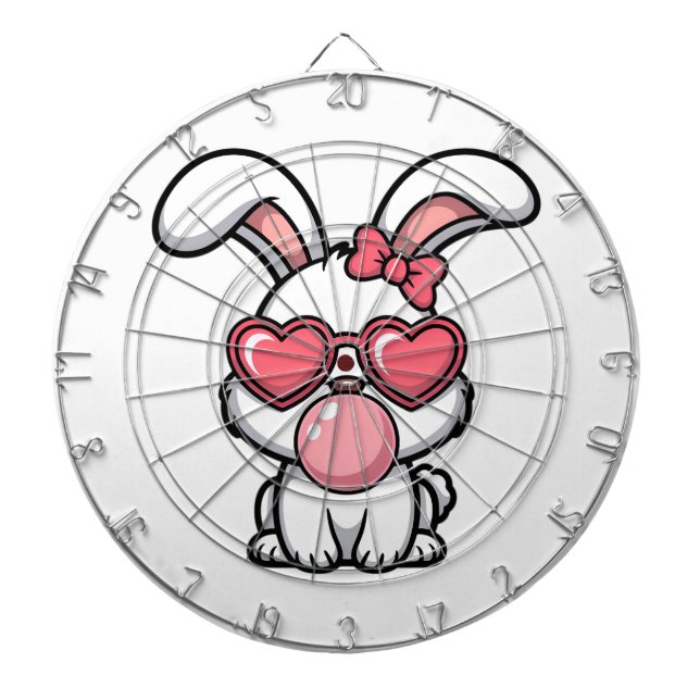 Cible De Fléchettes Lapin Kawaii joueur avec bulle de Bubble Gum (Devant)