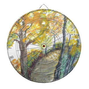 Cible De Fléchettes L'arbre d'automne d'automne part du destin de pein