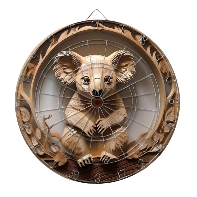 Cible De Fléchettes L'Australien Koala Bear Wood Carving, (Devant)