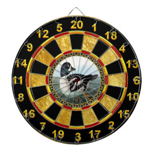 Cible De Fléchettes Le canard blanc et noir penche la natation dans