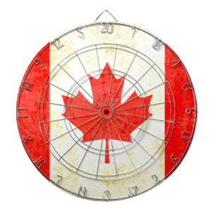 Cible De Fléchettes Le drapeau canadien de feuille d'érable antiqued