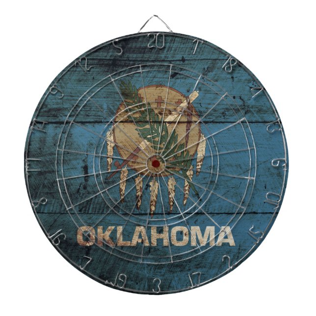 Cible De Fléchettes Le drapeau de l'État de l'Oklahoma sur le vieux gr (Devant)
