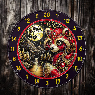 Cible De Fléchettes Le Raccoon Rouge gras illumine le charme rustique