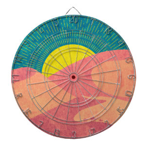 Cible De Fléchettes Les chameaux traversent la dune de sable dans le d