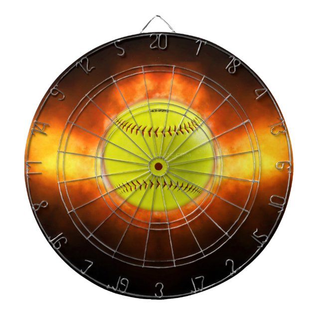 Cible De Fléchettes Les flammes de balle rapide de softball jaune de S (Devant)