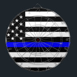 Cible De Fléchettes - Ligne bleue mince de la police du pavillon améri<br><div class="desc">- États-Unis - Police Mince Blue Line American Flag.American blue light line, flag, law, agent de police, policier, policier, policier, état</div>
