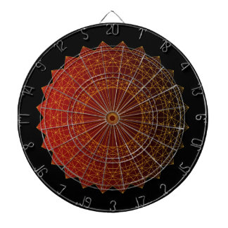 Cible De Fléchettes Ligne dorée circulaire géométrique et dégradé roug