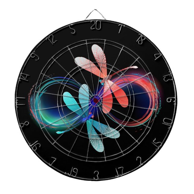 Cible De Fléchettes L'infini avec des libellules lumineuses (Devant)