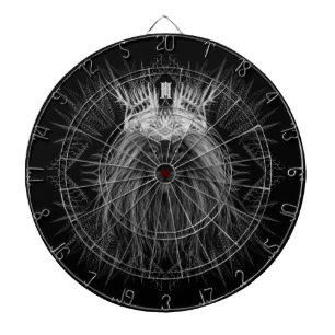 Cible De Fléchettes Lion avec monogramme de couronne noir