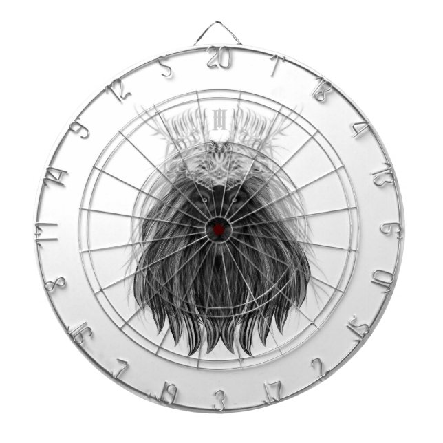 Cible De Fléchettes Lion noir avec couronne Antlers et monogramme (Devant)