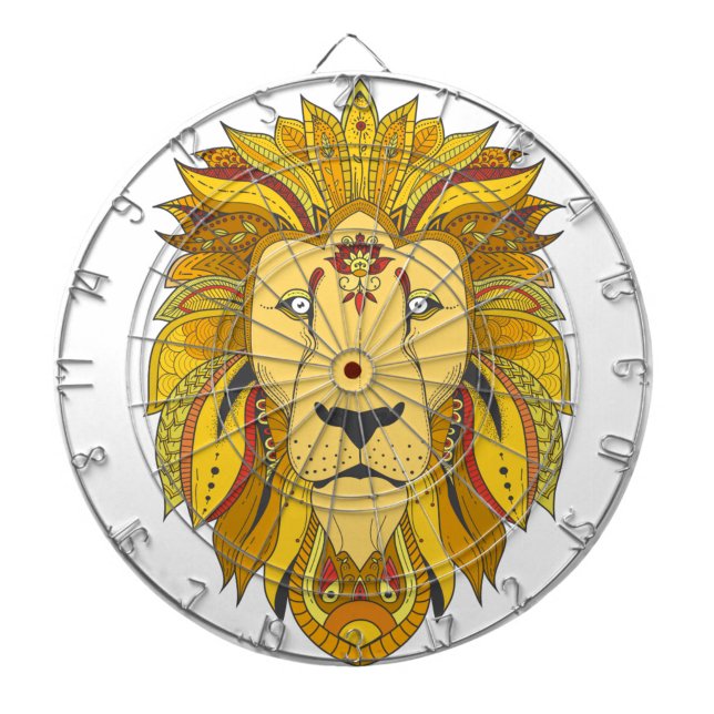 Cible de fléchettes Lion Tribal (Aim for greatness with the king of the jungle watching.)