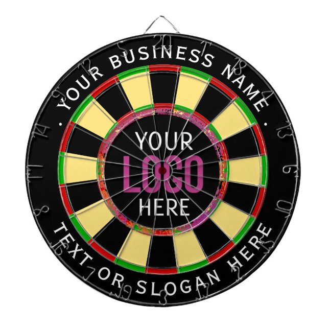 Cible De Fléchettes Logo & Custom Text Business Company  (Devant)