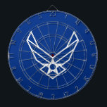 Cible De Fléchettes Logo de l'armée de l'air américaine - Bleu<br><div class="desc">Cette conception présente le logo officiel de l'armée de l'air des États-Unis affiché sur un arrière - plan bleu en gras. Représentant la fierté,  l’honneur et la tradition,  il s’agit d’un hommage intemporel au service et au dévouement de la United States Air Force.</div>