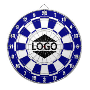 Cible De Fléchettes Logo personnalisable moderne sur fond bleu et blan