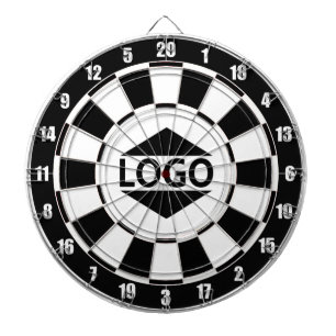 Cible De Fléchettes Logo personnalisable moderne sur fond noir et blan