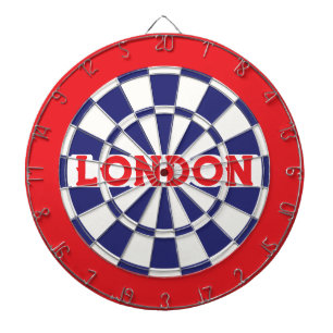 Cible De Fléchettes LONDRES Blanc, Bleu Nuit Et Rouge (texte modifiabl