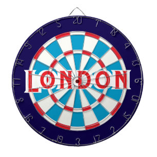 Cible De Fléchettes LONDRES Bleu Rouge Blanc + Bordure Bleu foncé Patr