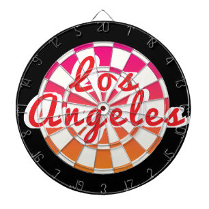 Cible De Fléchettes Los Angele Texte rouge sur rose orange noir et bla