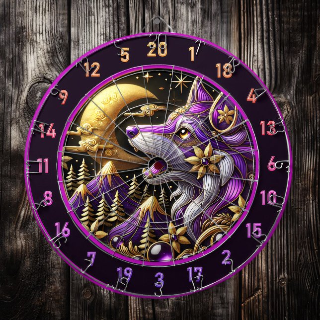 Cible De Fléchettes Loup mystique hurler à la Pleine lune (Créateur téléchargé)