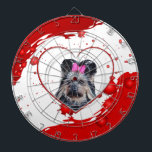 Cible De Fléchettes Love mignon Yorkies Yorkshire Terrier Coeur rouge<br><div class="desc">Un joli Yorkshire Terrier avec une épingle à cheveux et un coeur rouge. Un cadeau parfait pour toute occasion.</div>