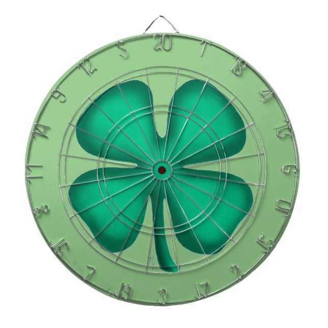 Cible De Fléchettes Lucky 4 Leaf Irish Clover green darboard (Devant)