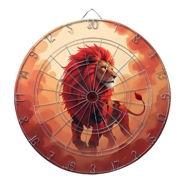 Cible De Fléchettes Lueur Rouge Profond – Le Lion de la Destinée Brûla (Devant)