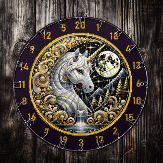 Cible De Fléchettes Lueurs Unicorne Blanche dans l'élégance Lune