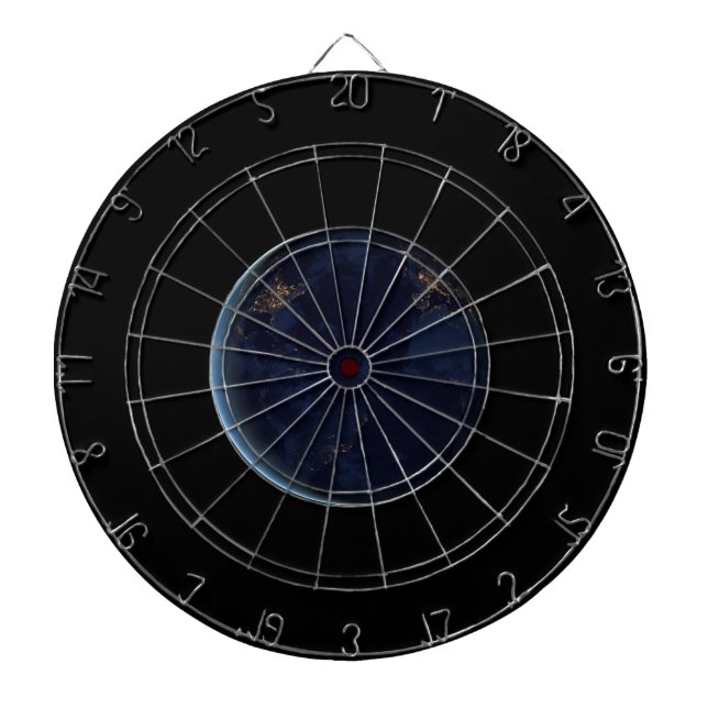 Cible De Fléchettes Lumières nocturnes sur la planète Terre (hémisphèr (Devant)