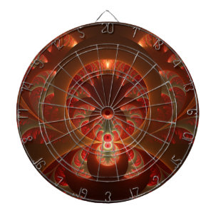 Cible De Fléchettes Lumineux abstrait moderne orange rouge Fractale