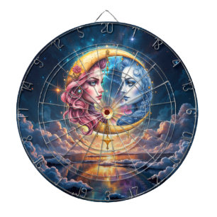 Cible De Fléchettes Lune de l'Équilibre Éternel – Âmes de Feu et d'Eau
