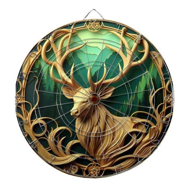 Cible De Fléchettes Magnifique buck regardant dans une forêt sereine (Devant)