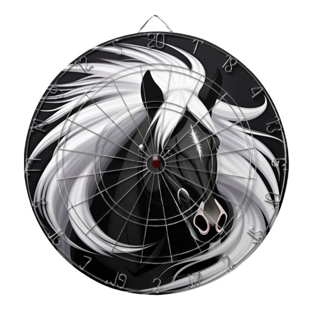 Cible De Fléchettes Magnifique Cheval Noir (Devant)