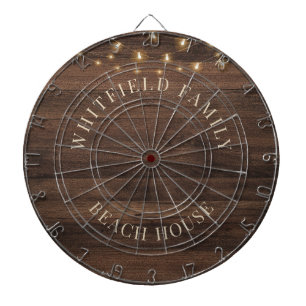 Cible De Fléchettes Maison de plage familiale personnalisée en bois ru