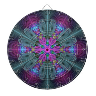 Cible De Fléchettes Mandala Colorful Striant Fractal Art Kaleidoscope