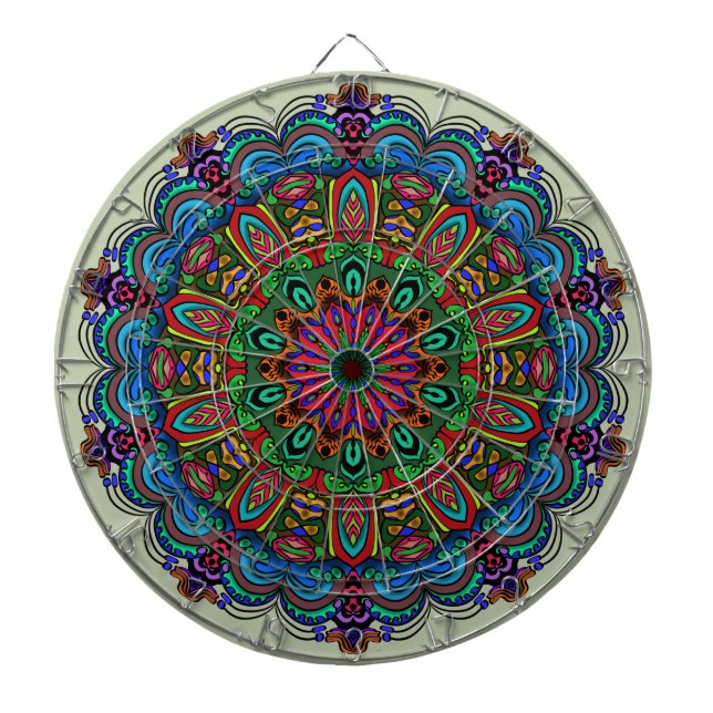 Cible De Fléchettes Mandala dynamique Floral & Motif géométrique (Devant)