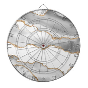 Cible De Fléchettes Marbre blanc gris Agate Parties scintillant dorée 