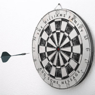 Cible De Fléchettes Marbre Noir & Blanc Classique Nom & Message Person