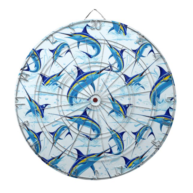 Cible De Fléchettes Marlin Bleu Jaillissant de l'Océan (Devant)