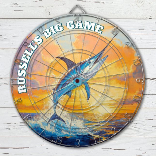 Cible De Fléchettes Marlin pêcheur sportif moderne (Big game fishing themed dartboard. Great gift for a fisherman.)