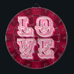 Cible De Fléchettes Maroon and Pink Vintage LOVE Romantic Design<br><div class="desc">Maroon and Pink Vintage LOVE Romantic Design Dartboard.  Perfect for an engagement party or wedding celebration! Also makes a beautiful housewarming keepsake!</div>