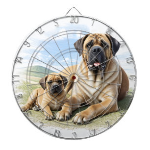 Cible De Fléchettes Mastiff Dogue anglaise avec enfant en vacances