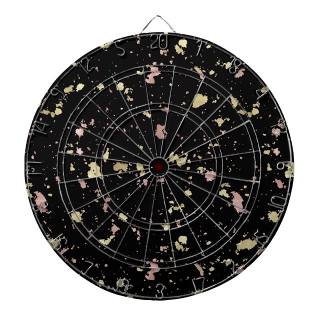 Cible De Fléchettes Matte Gold et Rose Gold Flakes Noir (Devant)