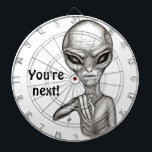 Cible De Fléchettes Mauvais Alien, Tu es le prochain !<br><div class="desc">Alien gris,  dessin au crayon d'art Imaginaire par Krisi ArtKSZP >>> Autres produits dans la catégorie Boutique >>> Alien >>>>> Mauvais Alien</div>