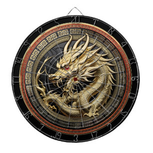 Cible De Fléchettes Médaillon de dragon sacré oriental en or