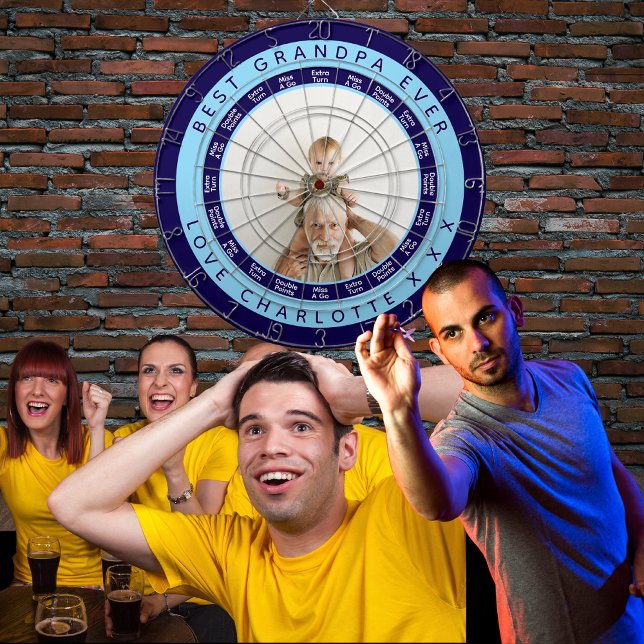 Cible De Fléchettes Meilleur Grand-Père | Bleu Marine (Darts Team)