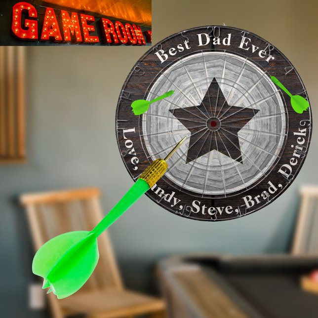 Cible De Fléchettes Meilleur Papa Jamais Russe Tone Bois Nom Monogramm (Créateur téléchargé)